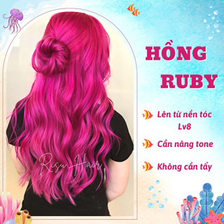 Thuốc nhuộm tóc màu hồng ruby, không cần tẩy - risu hair.