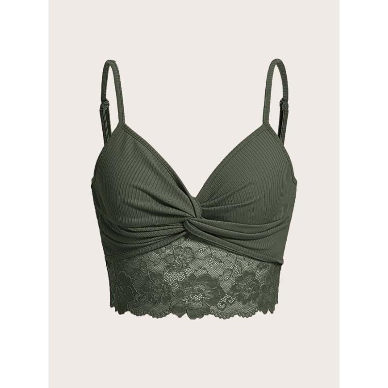 Áo 2 dây croptop phối ren xoắn gân đan sexy quyến rũ gợi cảm hottrend thời trang dành cho nữ 🖤