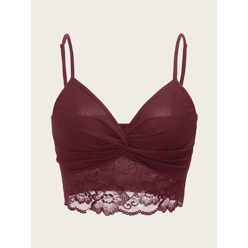 Áo 2 dây croptop phối ren xoắn gân đan sexy quyến rũ gợi cảm hottrend thời trang dành cho nữ 🖤