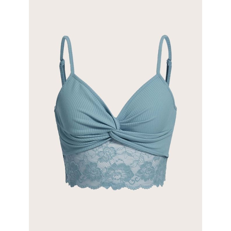 Áo 2 dây croptop phối ren xoắn gân đan sexy quyến rũ gợi cảm hottrend thời trang dành cho nữ 🖤