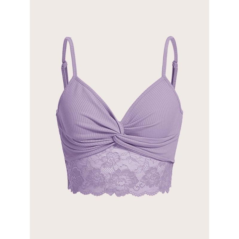 Áo 2 dây croptop phối ren xoắn gân đan sexy quyến rũ gợi cảm hottrend thời trang dành cho nữ 🖤