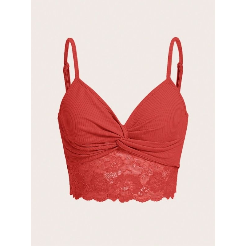 Áo 2 dây croptop phối ren xoắn gân đan sexy quyến rũ gợi cảm hottrend thời trang dành cho nữ 🖤