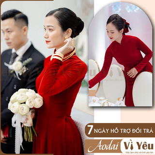 Áo dài nhung đỏ lễ cưới truyền thống may sẵn chất vải cao cấp sang trọng mặc lễ cưới