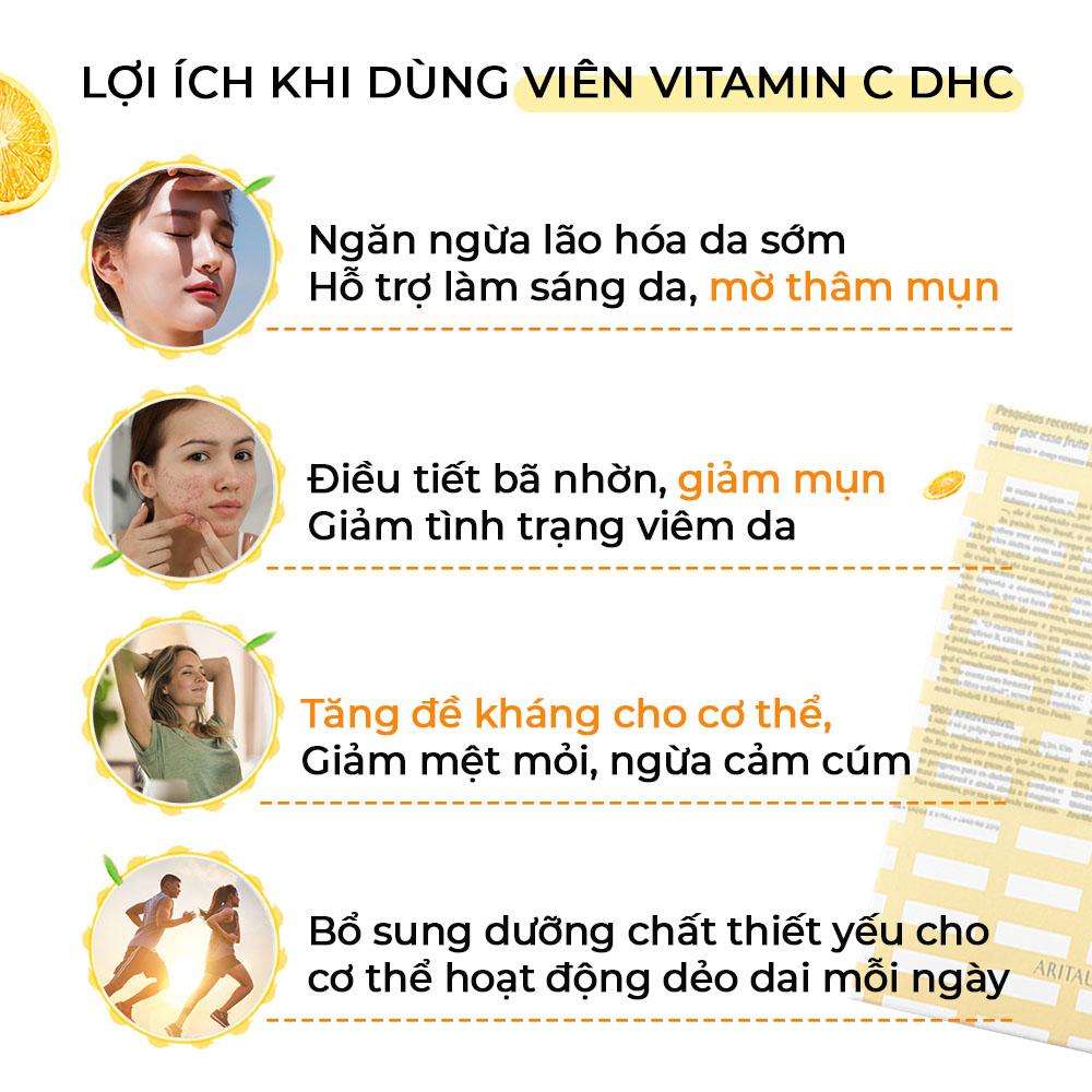 Viên uống bổ sung Vitamin C DHC chính hãng của nhật gói 30 ngày làm sáng da, ngừa mụn thâm, tăng cường sức đề kháng