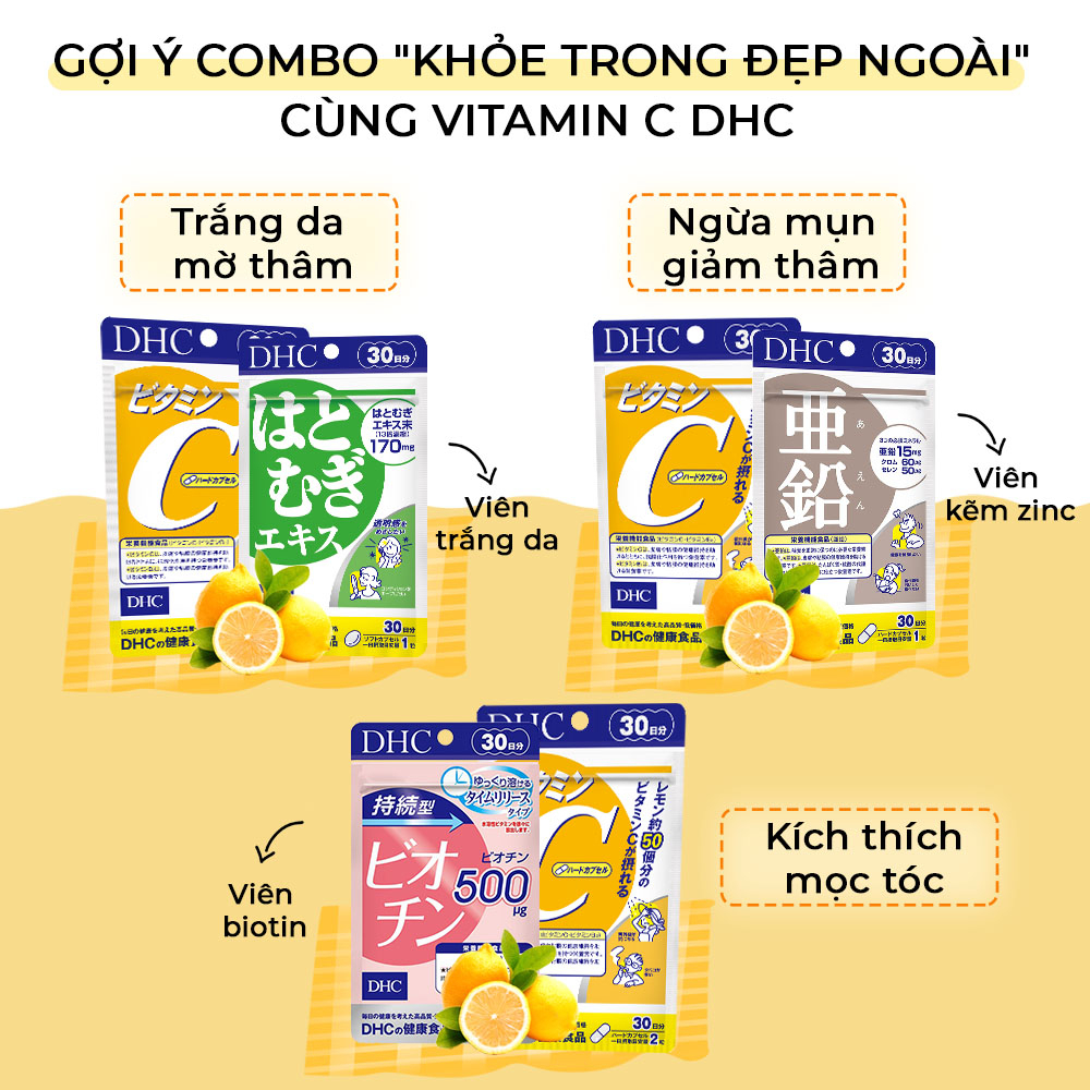 Viên uống bổ sung Vitamin C DHC chính hãng của nhật gói 30 ngày làm sáng da, ngừa mụn thâm, tăng cường sức đề kháng | BigBuy360 - bigbuy360.vn