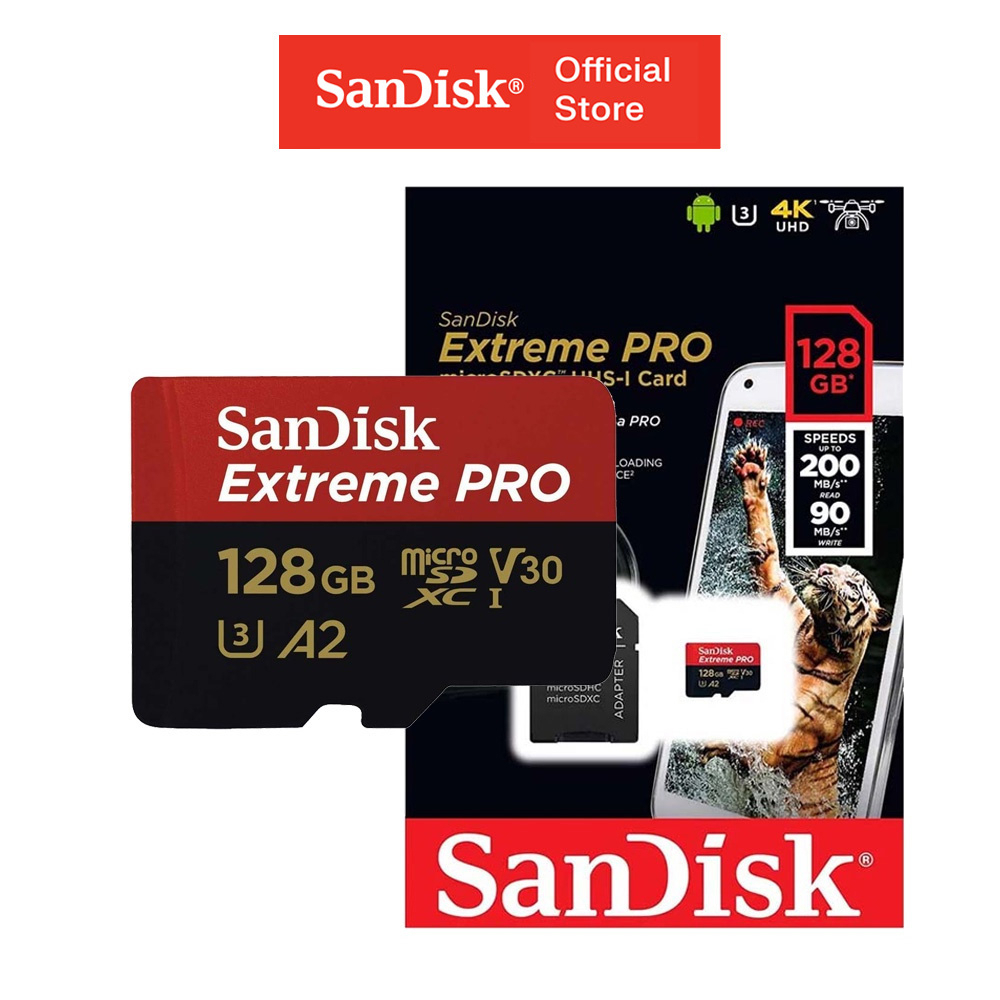 Thẻ Nhớ MicroSDXC SanDisk Extreme Pro V30 A2 128GB 200MB/s SDSQXCD-128G-GN6MA