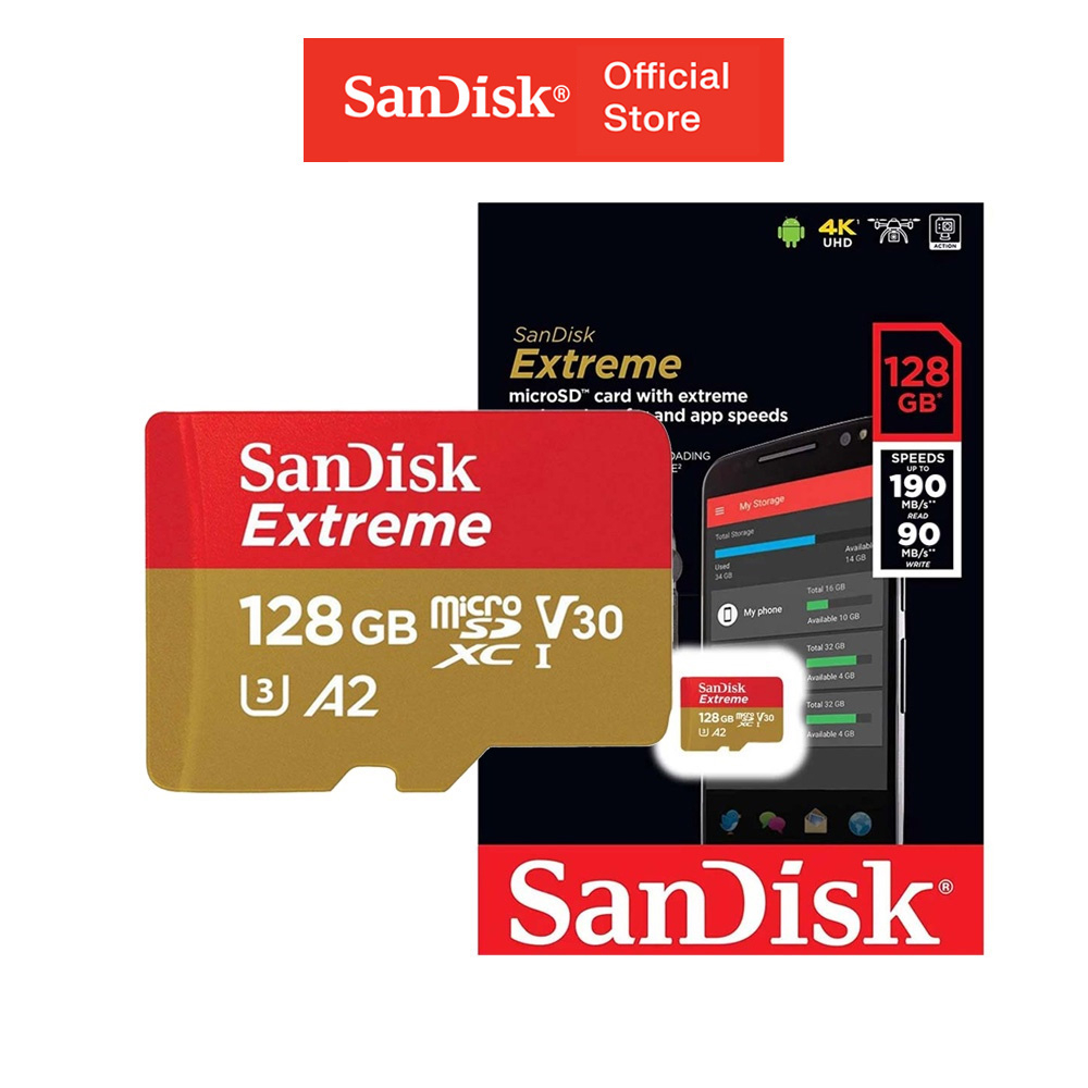 Thẻ Nhớ MicroSDXC SanDisk Extreme V30 A2 128GB 190MB/s SDSQXAA-128G-GN6MN