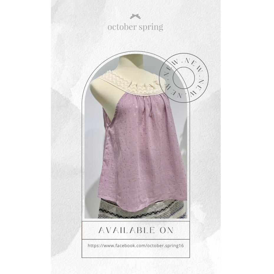 Áo yếm October Spring Cổ viền ren