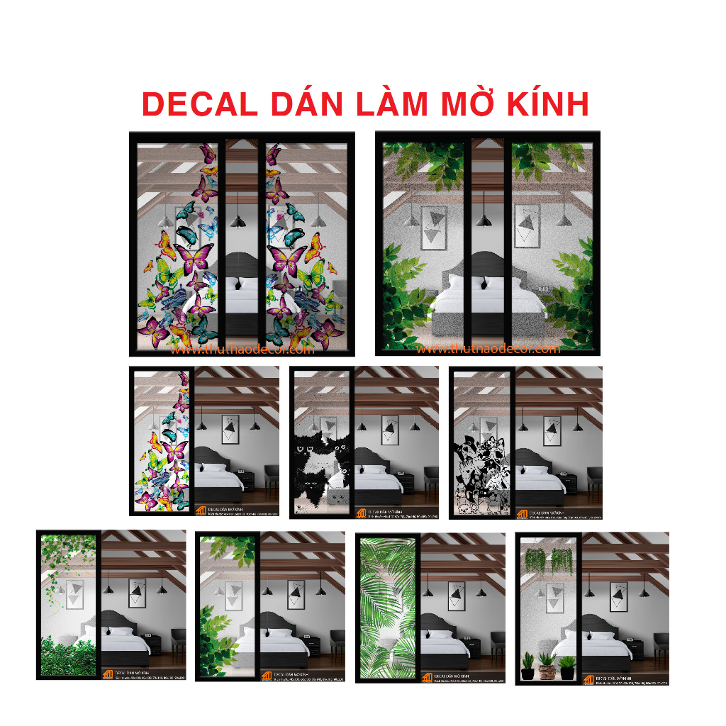 Decal dán kính mờ _ Làm mờ kính hạn chế tầm nhìn - Trang trí nhà