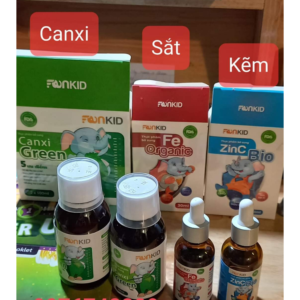 Combo vi chất sắt kẽm canxi hữu cơ Fankid - bộ vi chất faneco