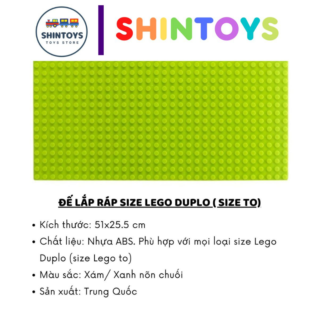 Đế lắp ráp kiểu lego duplo - tấm nền base loại gạch to kích thước 25,5 x 51cm - Shintoys