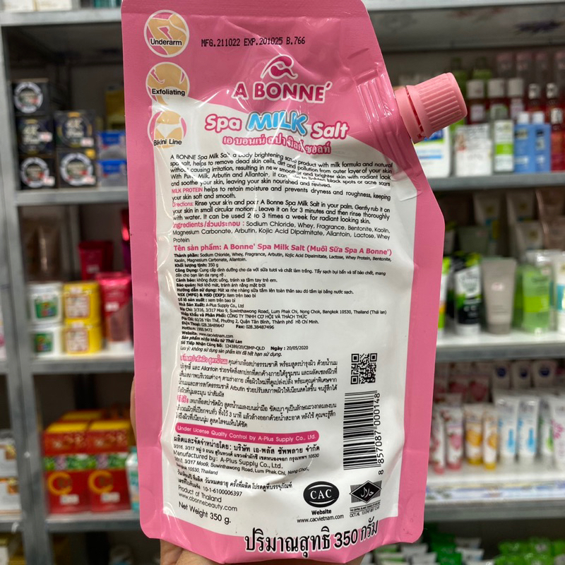 Muối tắm sữa bò tẩy tế bào chết A Bonne Spa Milk Salt Thái Lan 350gr bao bì mới