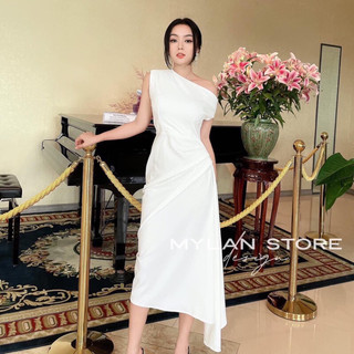 Đầm dự tiệc body lệch vai nhúng eo đơn giản tinh tế-ML TẶNG KÈM HOA TAI THỜI TRANG
