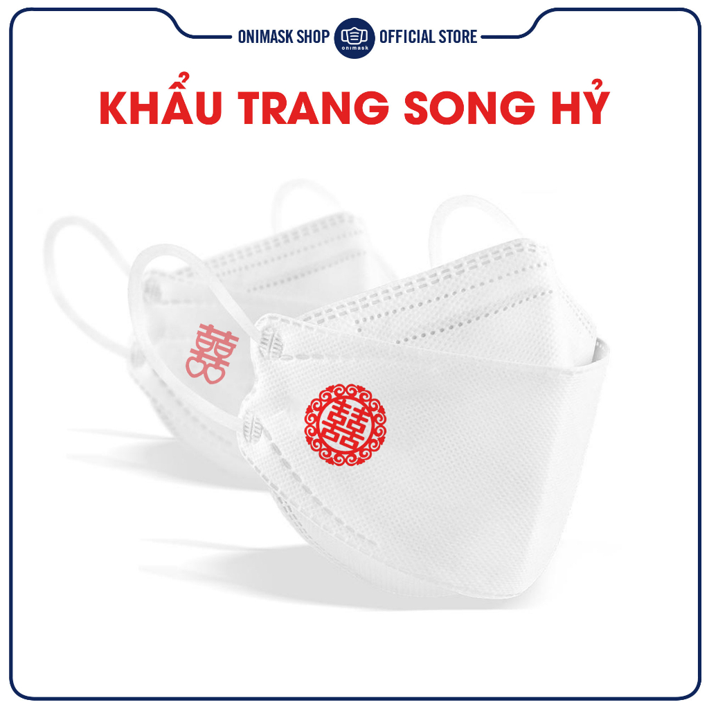 Khẩu trang đám cưới chữ Hỷ, Song Hỷ (10 cái)