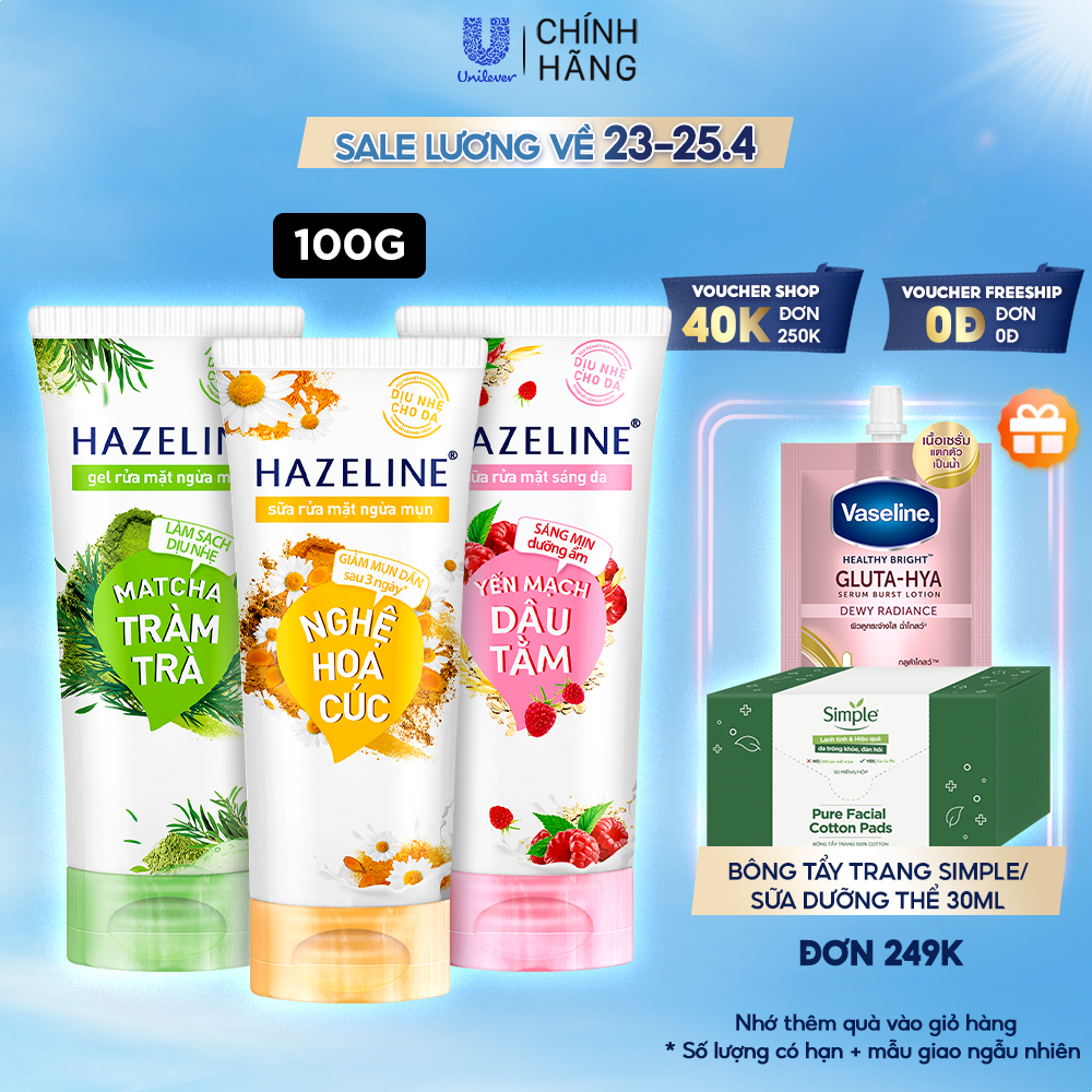 Sữa rửa mặt Hazeline Chiết Xuất Thiên Nhiên 100g
