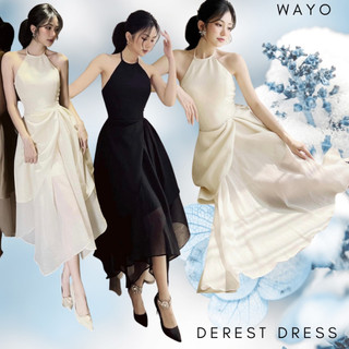 Đầm WAYO cổ yếm dáng xoè phối bèo dự tiệc sang trọng