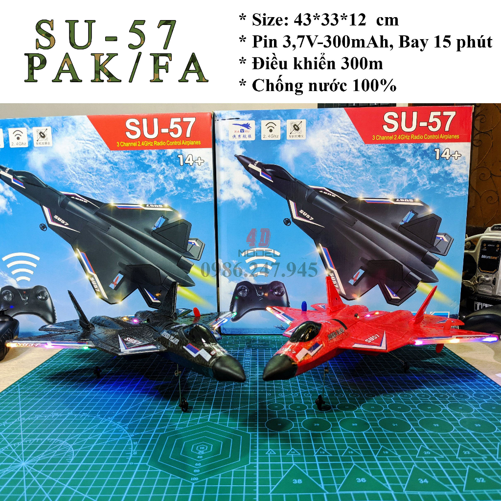 Máy Bay Điều Khiển Từ Xa Su-57. CHỐNG NƯỚC TUYỆT ĐỐI. Size 44*33*12cm. Pin 15-20p. Bay xa 300m