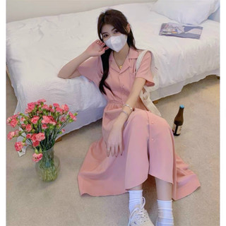Đầm váy freesize sơ mi túi mổ 2 màu