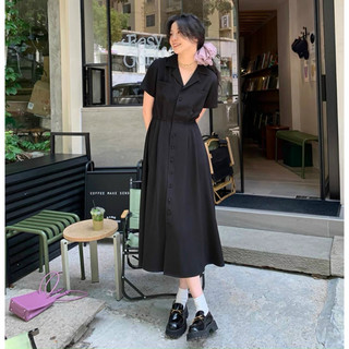 Đầm váy freesize sơ mi túi mổ 2 màu