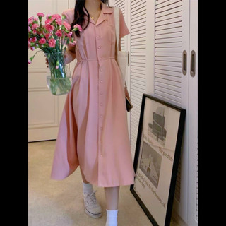 Đầm váy freesize sơ mi túi mổ 2 màu