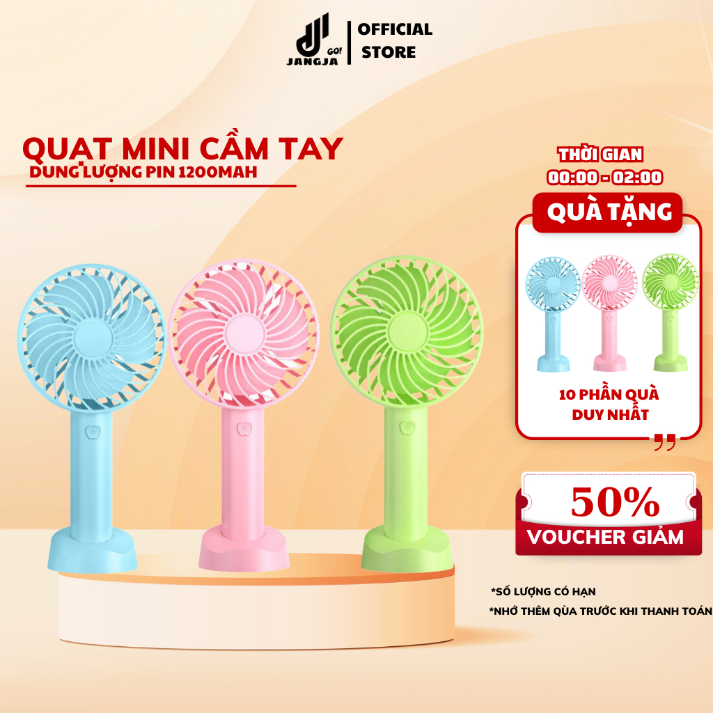 Quạt mini cầm tay tích điện 3 chế độ gió sặc USB nhanh chóng có đế để điện thoại thông minh tiện lợi QMN01