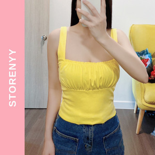 Áo thun ba lỗ croptop Ruched Square Neck Top • Storenyy