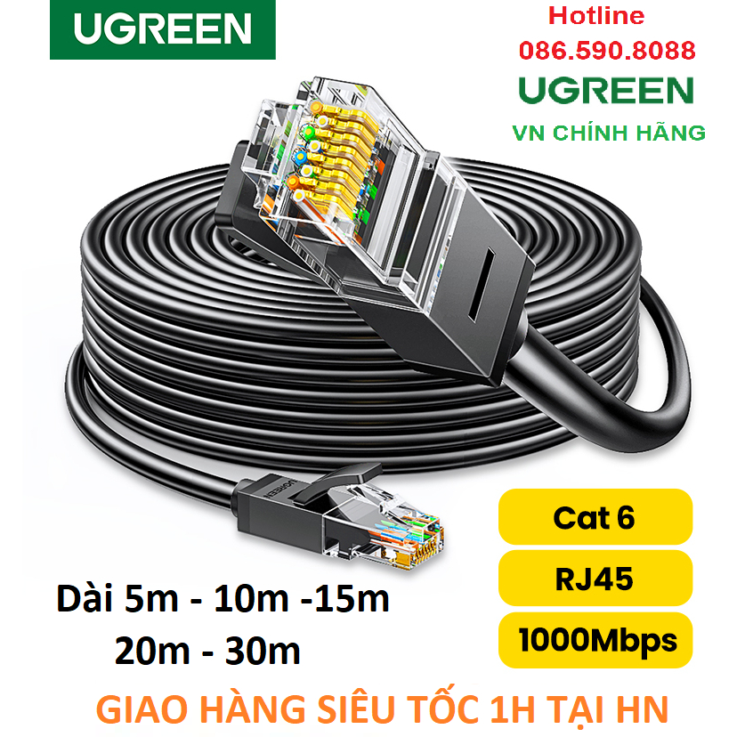 Dây mạng cat6 Đúc sẵn đầu  Ugreen 20164 20165 20166 20168 - Hàng Chính Hãng