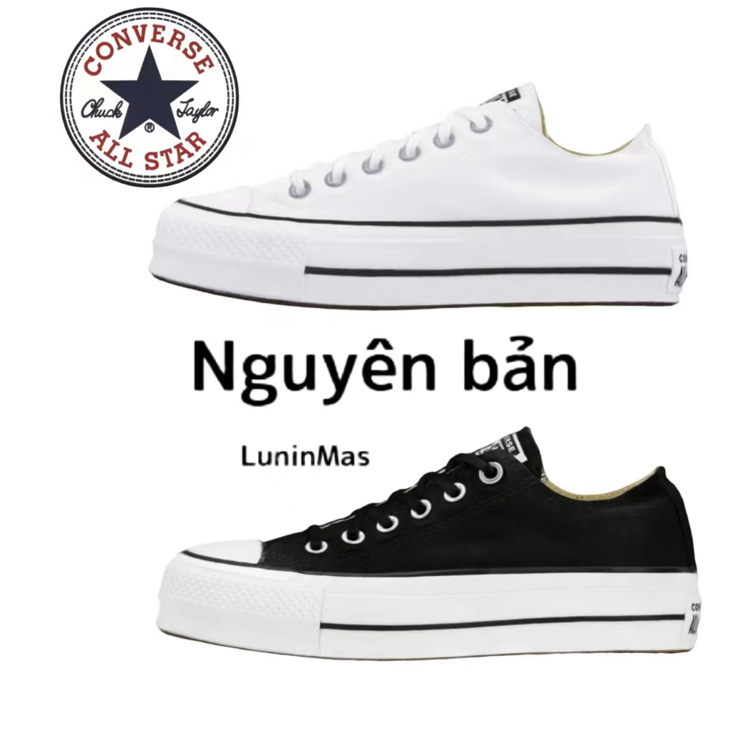 Converse Chuck Taylor All-Star Platform Thấp trên Matsutake Đế thấp trên Canvas Giày nữ đen trắng