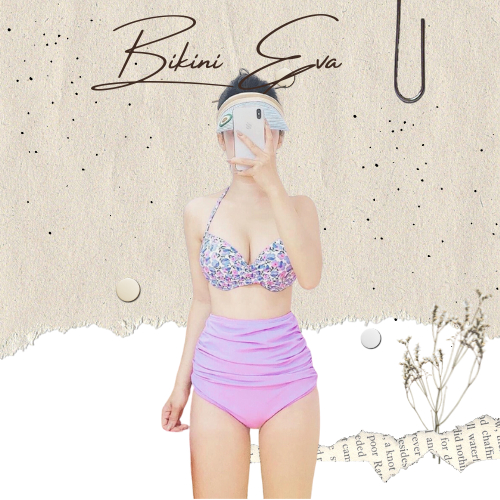 Bikini gọng nâng ngực, quần lưng cao che bụng (tím hot trend) Eva shop