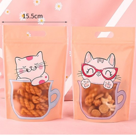 Túi zip - Mèo Cam mắt kính - size 15.5*23cm [ 48- 50c/xấp ]