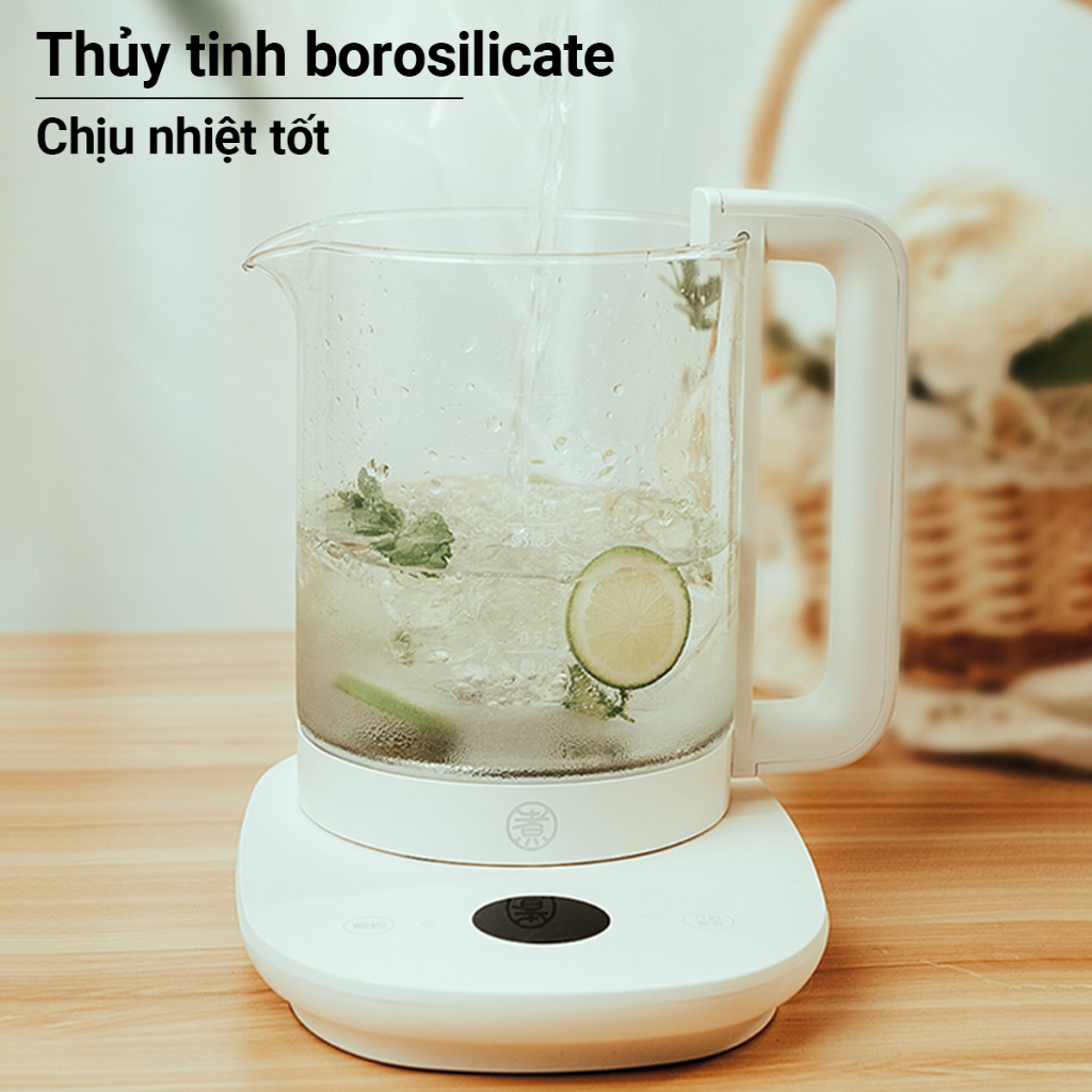 Ấm Pha Trà Đa Năng Thủy Tinh Xiaomi Mijia Zhiwuzhu Dung Tích 1.5L Nhiều Mức Nhiệt Đa Dạng Sử Dụng Hẹn Giờ Thông Minh