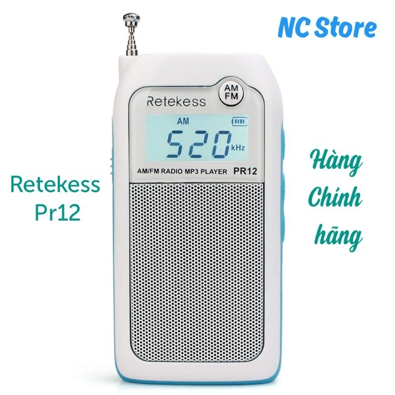 [ Sale 50%] Radio Mini Retekess Pr12 FM AM, Nghe nhạc Mp3, Cầm tay, Hàng chính hãng