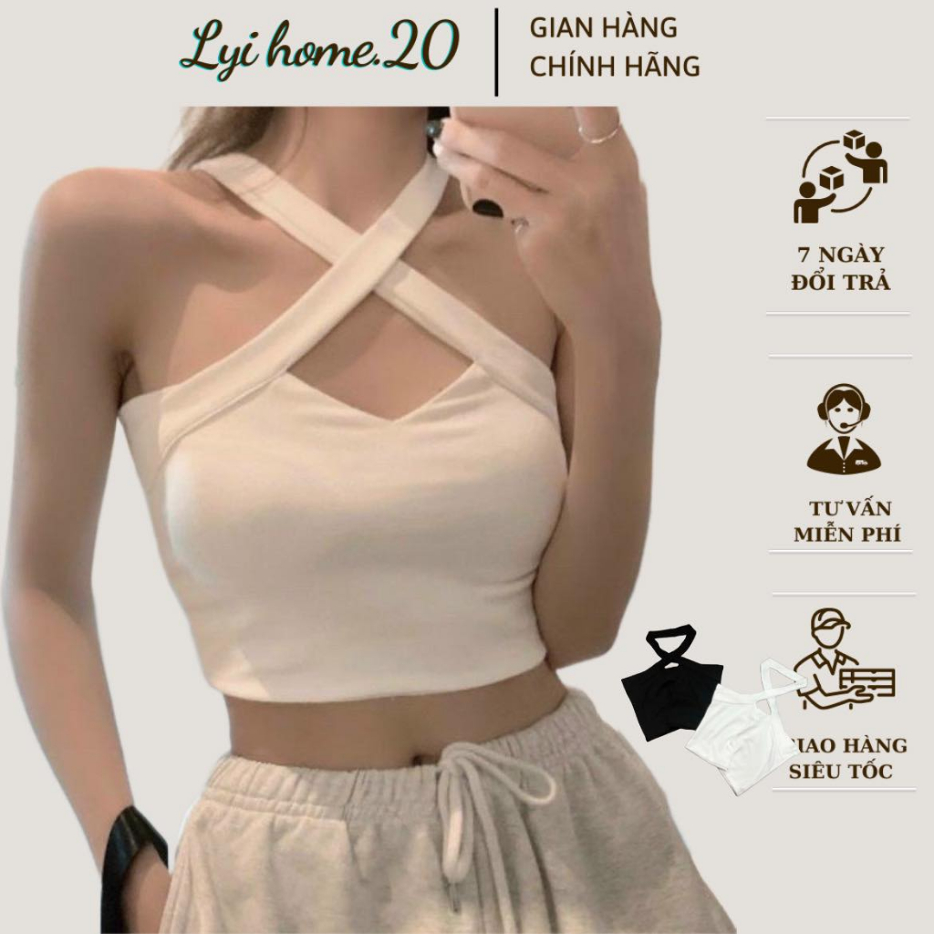 Áo thun nữ Croptop đa năng hai dây Lyihome. Chất thun mềm mịn, thoáng mát form chuẩn