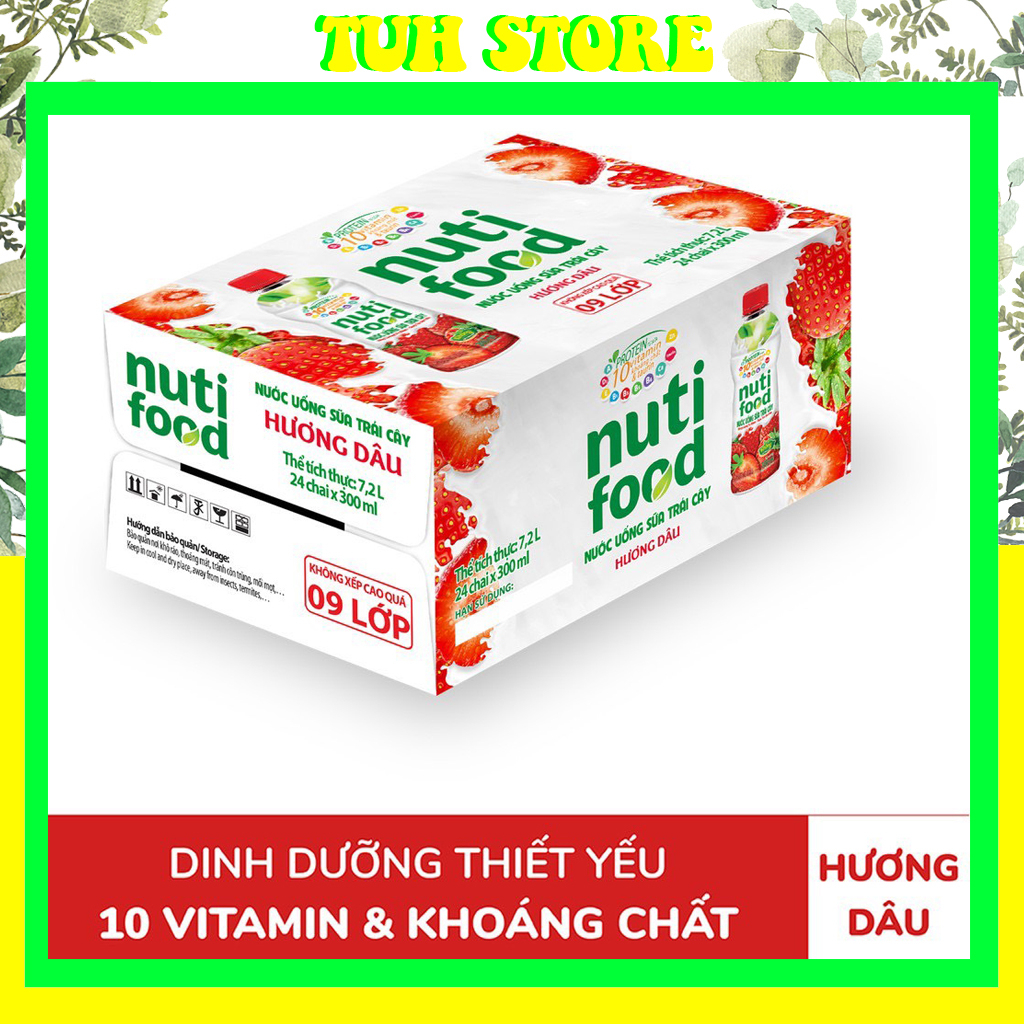 Thùng 24 Chai Nước Uống Sữa Trái Cây Hương Dâu Nutifood-TUH