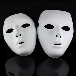 Mặt nạ anonymous màu trắng hoá trang Halloween nhựa