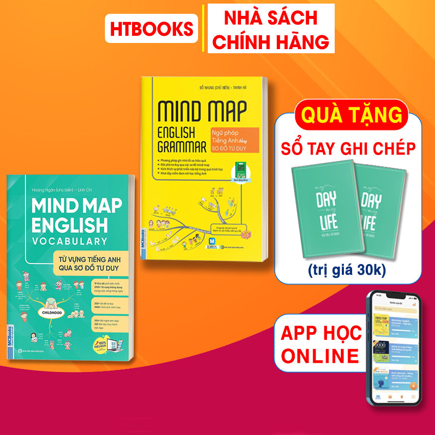 Sách Trọn Bộ Mindmap English Grammar và Mindmap English Vocabulary - Học Kèm App Online