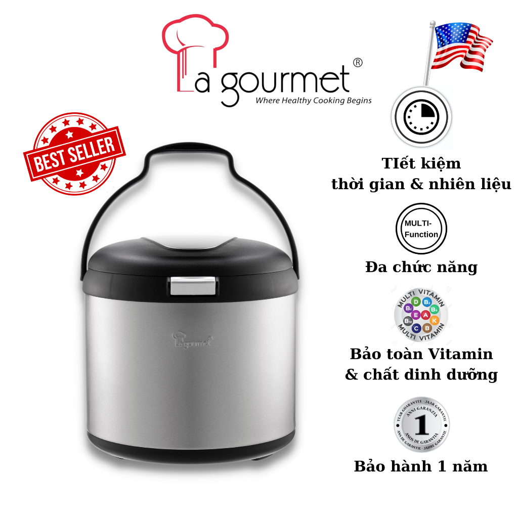 Nồi ủ giữ nhiệt cao cấp La gourmet 5L - 207807 (tiết kiệm thời gian, bảo toàn dinh dưỡng)