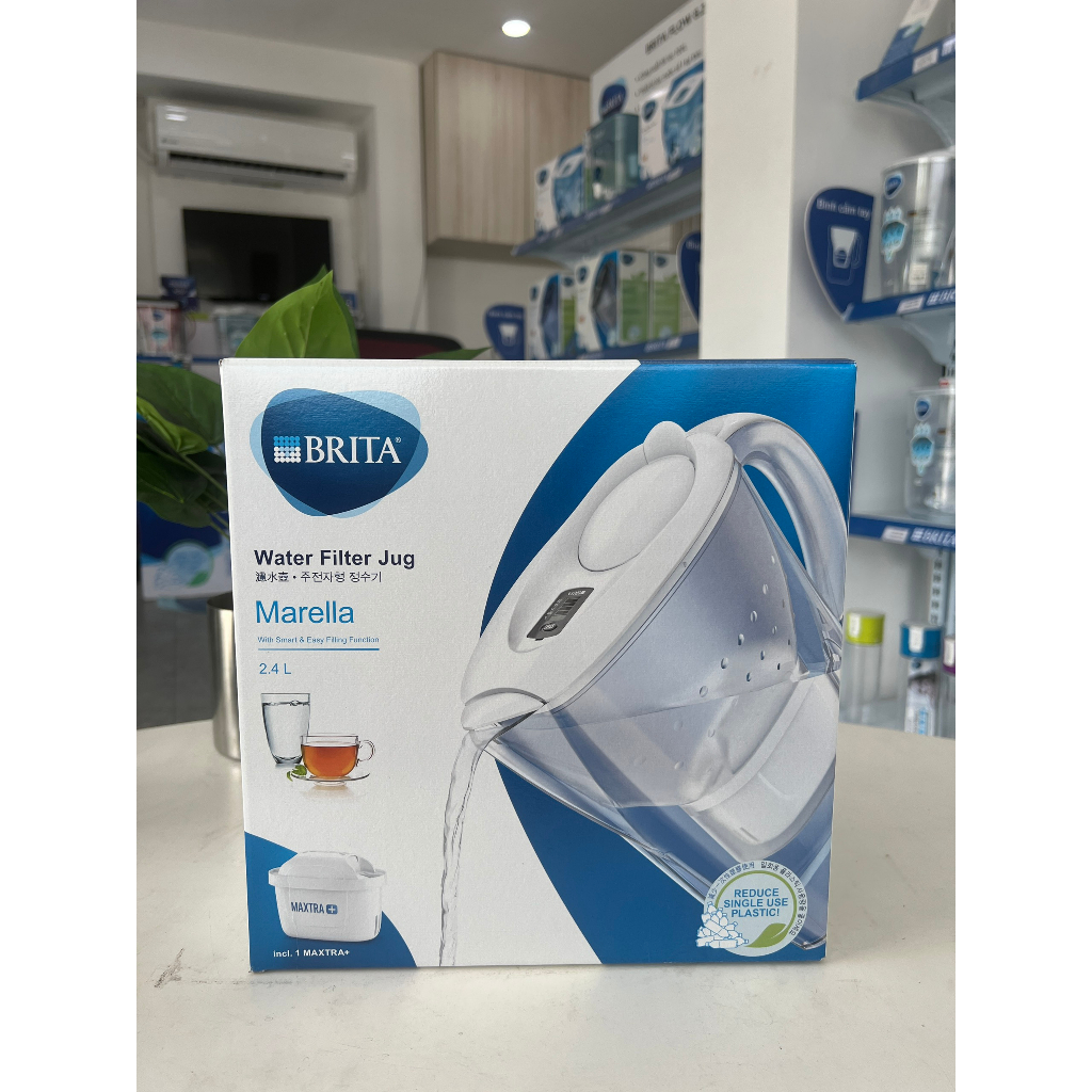 Bình lọc nước BRITA Marella Cool White - 2,4L (có sẵn 1 lõi lọc Maxtra Plus)