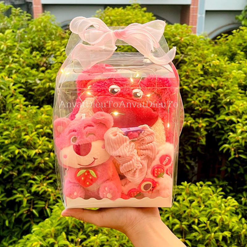 [Hoả Tốc] Set Quà Gấu Dâu Hộp Meka Có Đèn Bling Dễ Loại 1