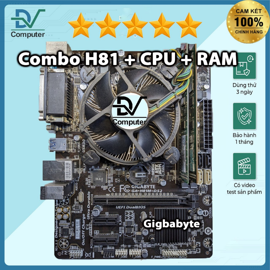 Combo Main CPU Ram H81 Giga, Asus, MSI ( Bảo hành 1 tháng)