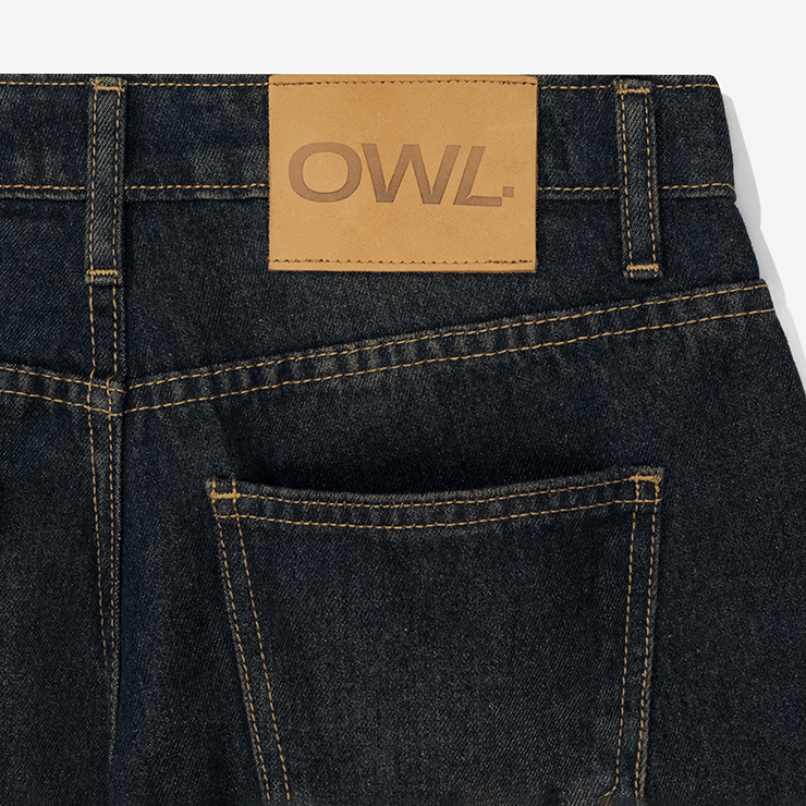 Quần jean nữ Owlbrand ống rộng Wide/Xanh dirty