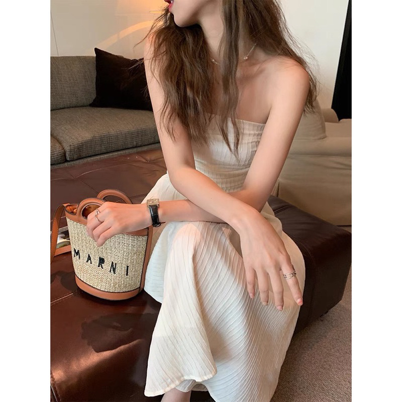 Váy Đầm Dài Xếp Ly Eo Cao Ôm Dáng Quyến Rũ Thời Trang Xuân Hè Hàn Quốc 2023 Mới s90
