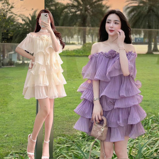 Đầm yếm 2 tầng đính hoa 2 màu
