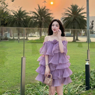 Đầm yếm 2 tầng đính hoa 2 màu