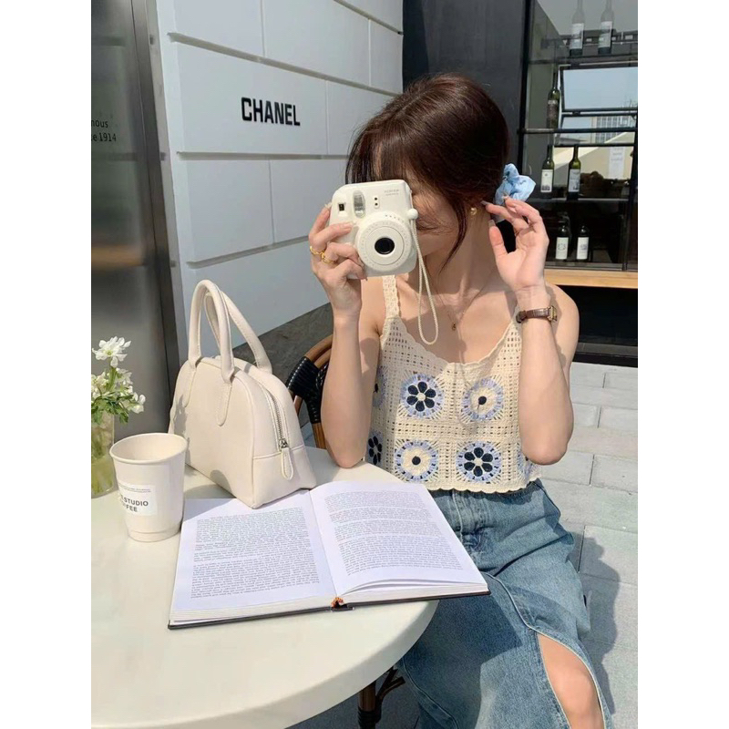 Áo Hai Dây Dệt Kim Họa Tiết Hoa Phong Cách Vintage Thời Trang Mùa Hè Cho Nữ