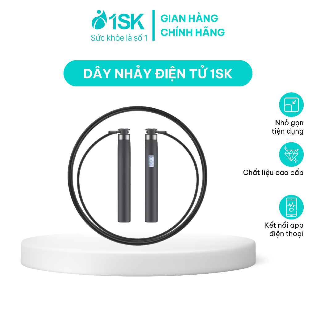 Dây nhảy tập luyện 1SK RS1949LB đếm số vòng thể dục hỗ trợ giảm cân điện tử kết nối app thông minh