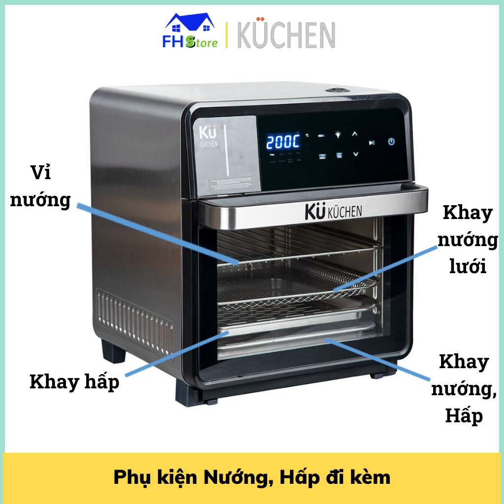 Nồi chiên hơi nước KUCHEN KU PCL2228 16L Đa chức năng chiên, hấp bảo hành 24 tháng