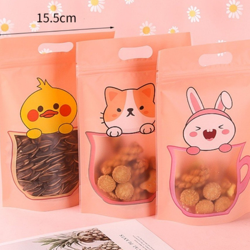 Túi zip - Thỏ , vịt, mèo cam - size 15.5*23cm [ 48- 50c/xấp ]