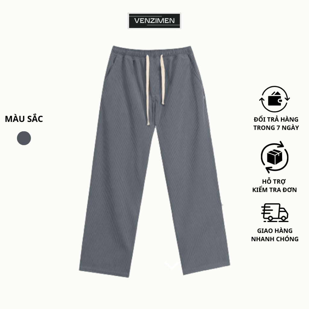 Quần Ống Rộng Nam Vải Nhung Tăm Co Giãn Thời Trang Cao Cấp VENZIMEN