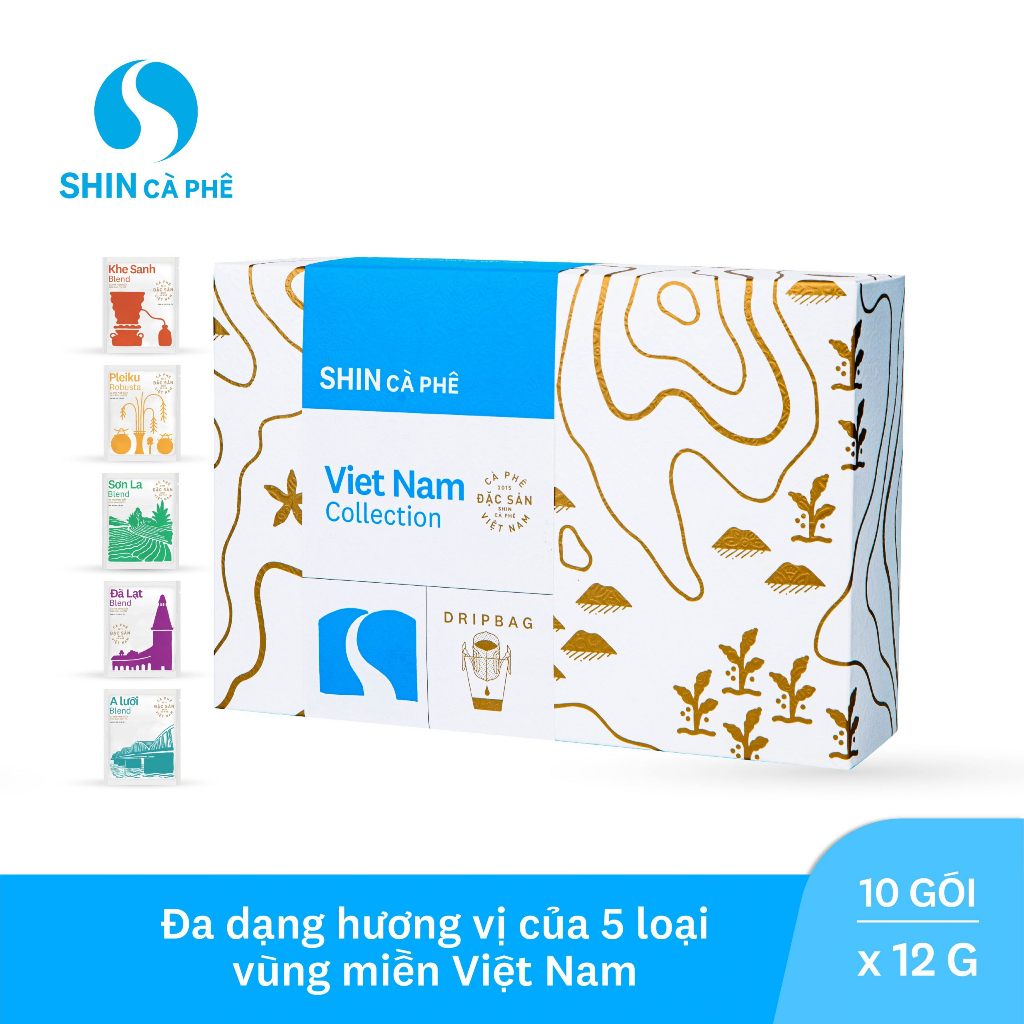 SHIN Cà Phê - Bộ quà tặng VietNam Collection Phin Giấy tiện lợi - DripBag hộp 10 gói